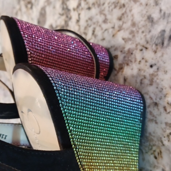 Jessica Simpson Arlisa Rainbow Rhinestone Wedge Heel 🌈 Pride Size 10 - Picture 13 of 16